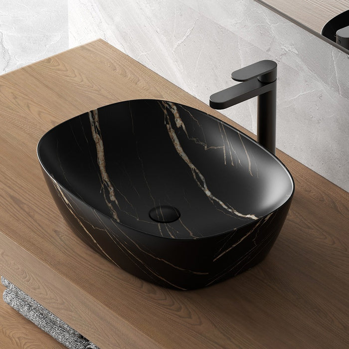 Piletta di scarico clic clac effetto marmo nero con e senza troppopieno