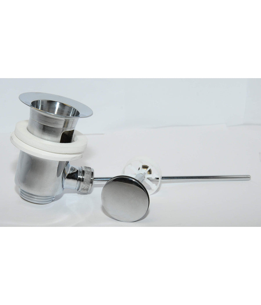 Piletta Di Scarico Con Saltello Completa Di Tappo Per Lavabo Bidet Automatico         