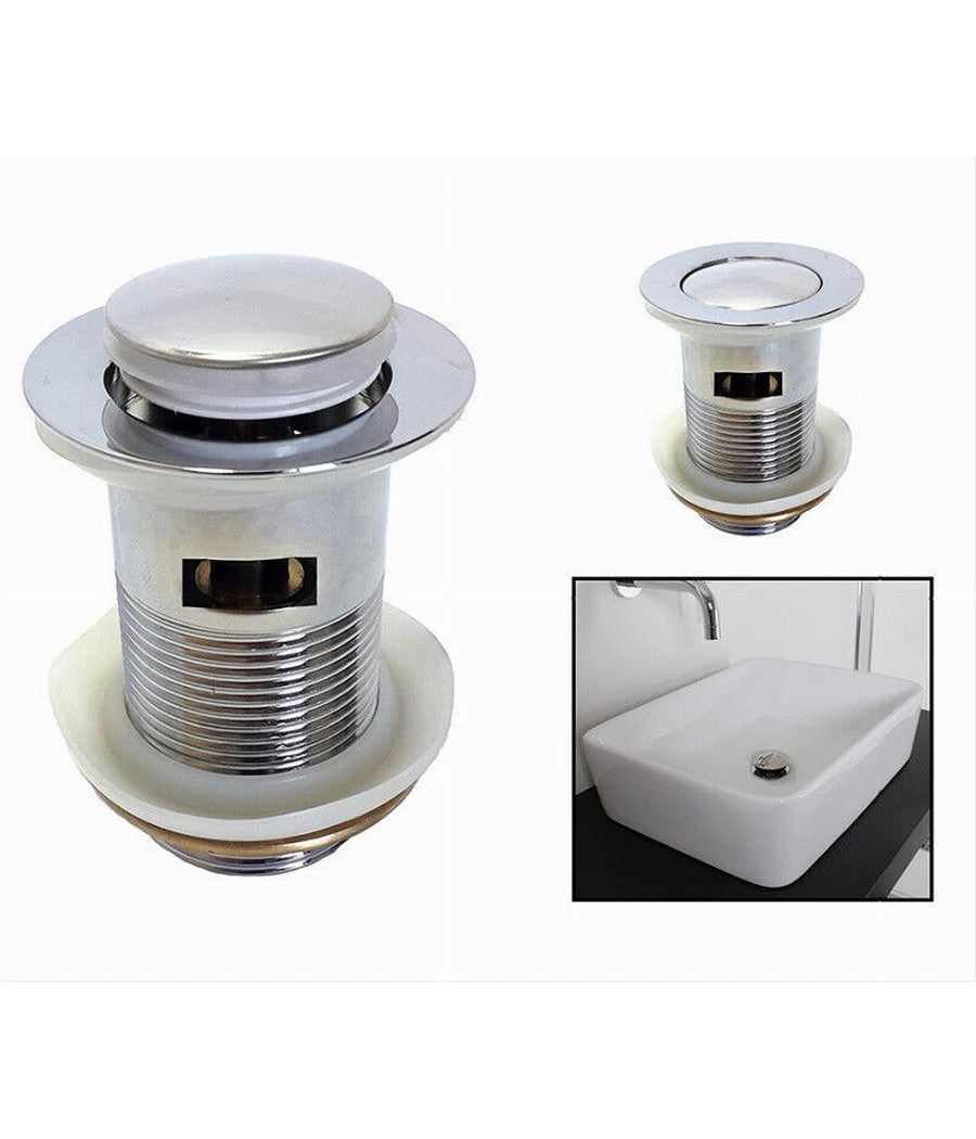 Piletta Di Scarico Universale 1/4" Lavandino Pop-up Tappo A Pressione 85mm 59600         