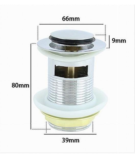 Piletta Di Scarico Universale 1/4" Lavandino Pop-up Tappo A Pressione 85mm 59600         