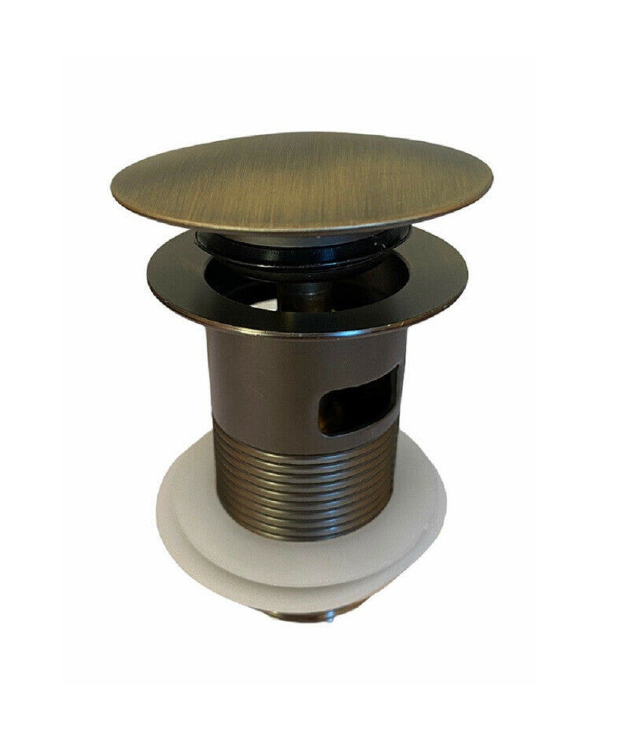 Piletta Di Scarico Universale 1/4" Lavandino Pop-up Tappo Pressione Bronzo 59604         