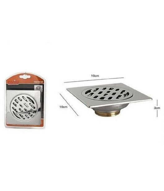 Piletta Per Doccia A Pavimento Sifonata In Ottone 10 X 10 Cm Bagno Tappo         