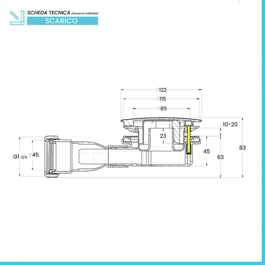 Piletta per Piatto Doccia Ispezionabile Bianca Universale