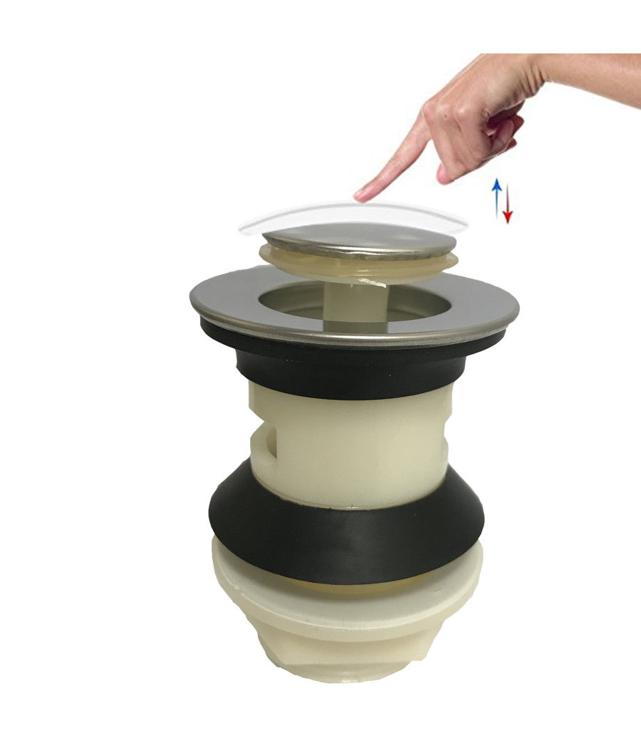 Piletta Universale In Plastica Per Lavabo Bide Doppio Click Clack Tappo Pilette         