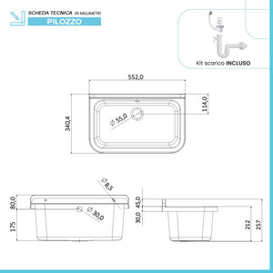 Pilozzo a muro 55x34 cm per esterno in resina bianca marmorizzata