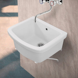 Pilozzo lavanderia sospeso 46x40 cm in ceramica bianco per interno ed esterno