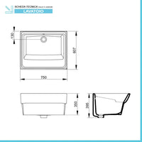 Pilozzo lavatoio 75x61 cm da appoggio in ceramica modello Messico