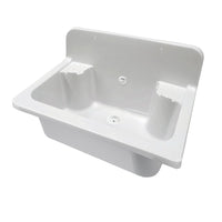 Pilozzo maxi a muro 56 cm in resina bianca con portasapone e kit di scarico