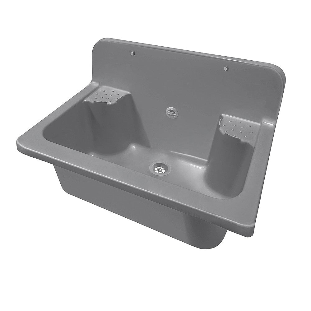 Pilozzo maxi a muro 56 cm in resina grigia con portasapone e kit di scarico