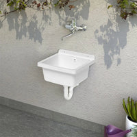 Pilozzo sospeso 40x40 cm in resina bianca con kit di scarico