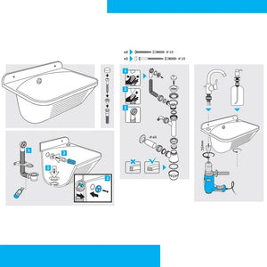 Pilozzo sospeso 46x36 in resina bianco pietra con fissaggi e scarico