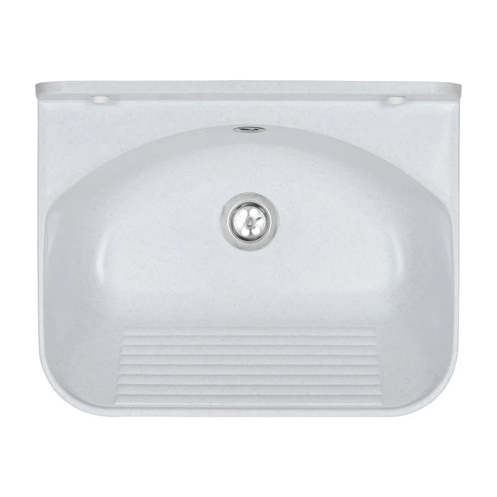 Pilozzo sospeso 46x36 in resina bianco pietra con fissaggi e scarico