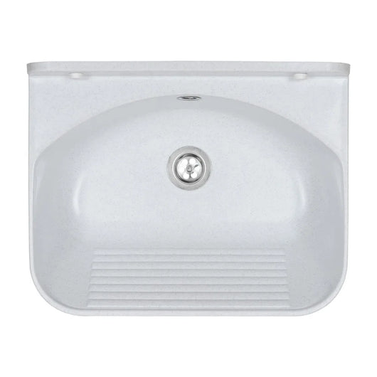 Pilozzo sospeso 46x36 in resina bianco pietra con fissaggi e scarico