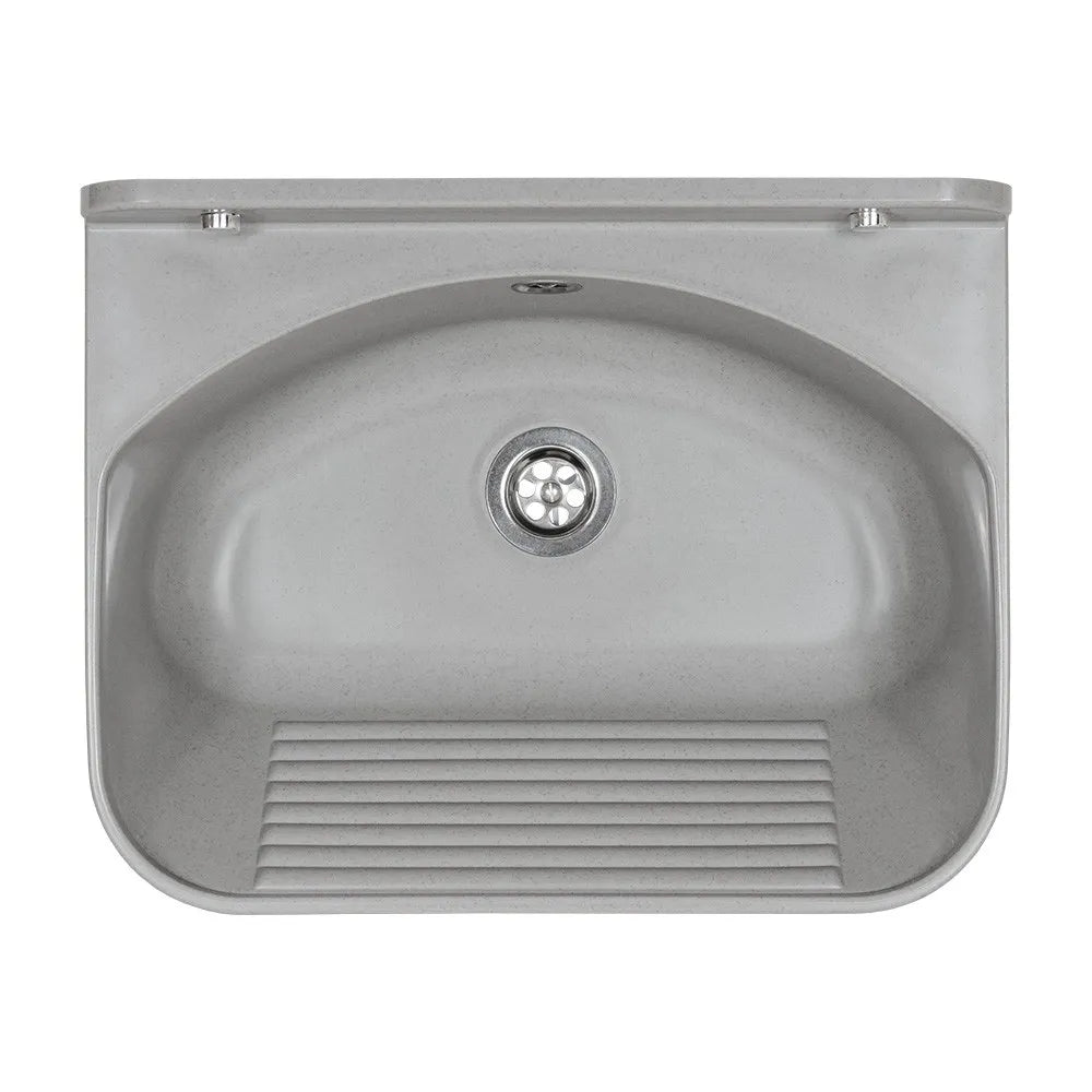 Pilozzo sospeso 46x36 in resina grigio pietra con fissaggi e scarico