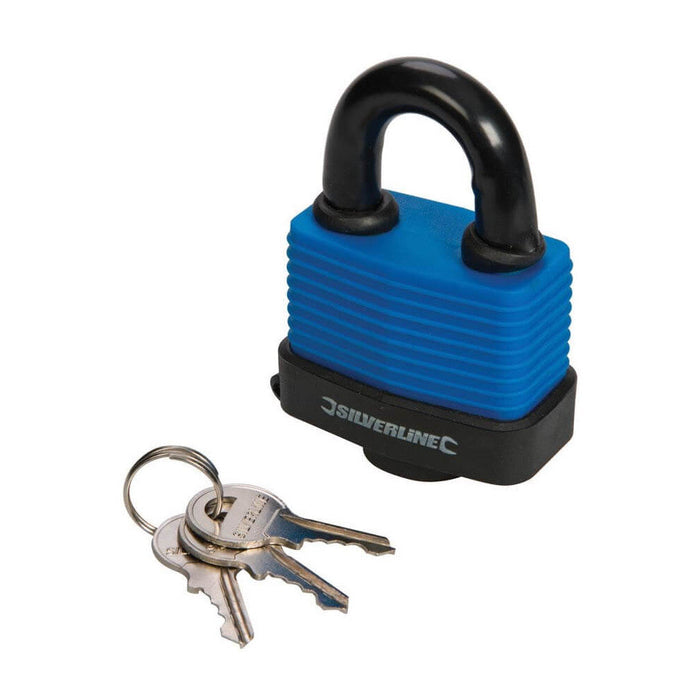 Lucchetto impermeabile con meccanismo in ottone massiccio da esterno misure 60 mm silverline