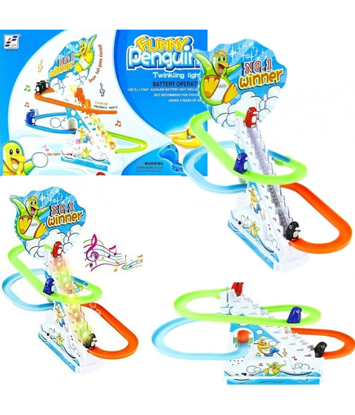 Pinguini Gara Competizione Race Twinkling Funny Luci Suoni Movimento Bimbi Gioco         