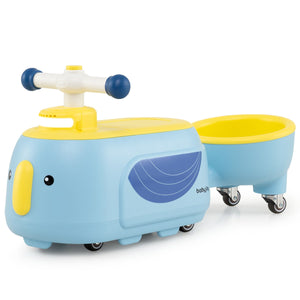 Pinguino cavalcabile per interno ed esterno spazio sotto il sedile e ruote con luci, Giocattolo cavalcabile per bambini Blu-Biciclette e tricicli