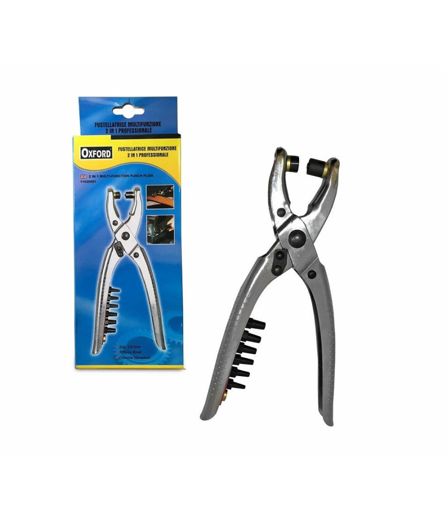 Pinza 2in1 + 100 Occhielli Occhiellatrice Fustellatrice Per Forare Cuoio Pelle         