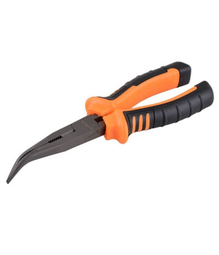 Pinza Becco Lungo Curvo 8" In Acciaio Pinze Becchi Lunghi Curvi Zigrinati 91512         