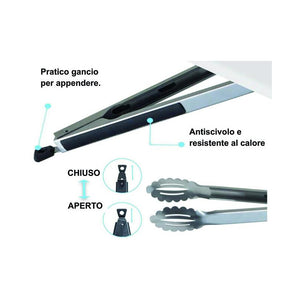 Pinza per barbecue Sandri, inox con blocco, 46 cm