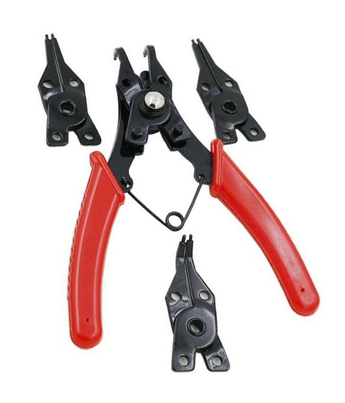 Pinza Seeger Per Fermi Apri Anelli Elastici Interni Esterni Kit Set 4 Teste         