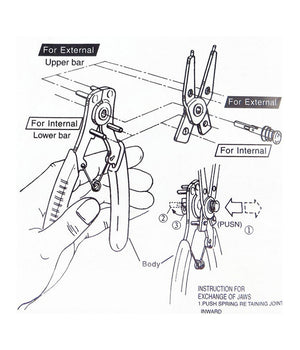 Pinza Seeger Per Fermi Apri Anelli Elastici Interni Esterni Kit Set 4 Teste         