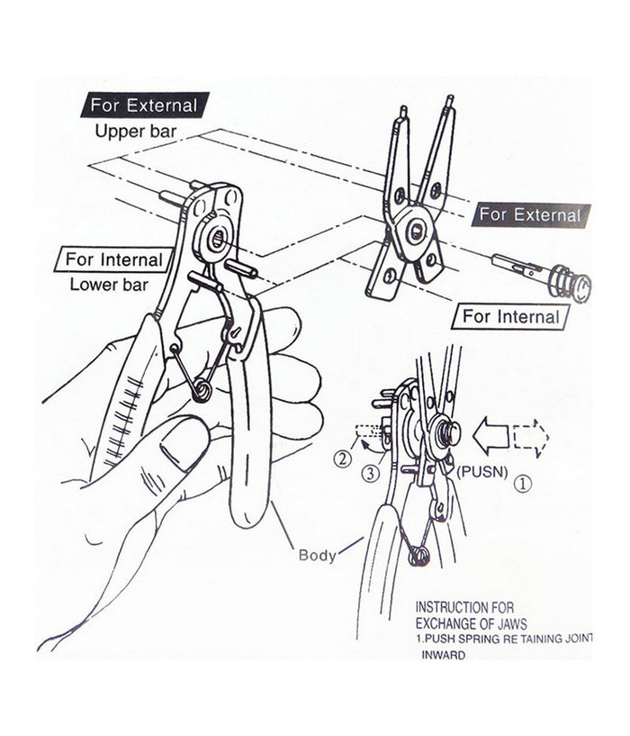 Pinza Seeger Per Fermi Apri Anelli Elastici Interni Esterni Kit Set 4 Teste         