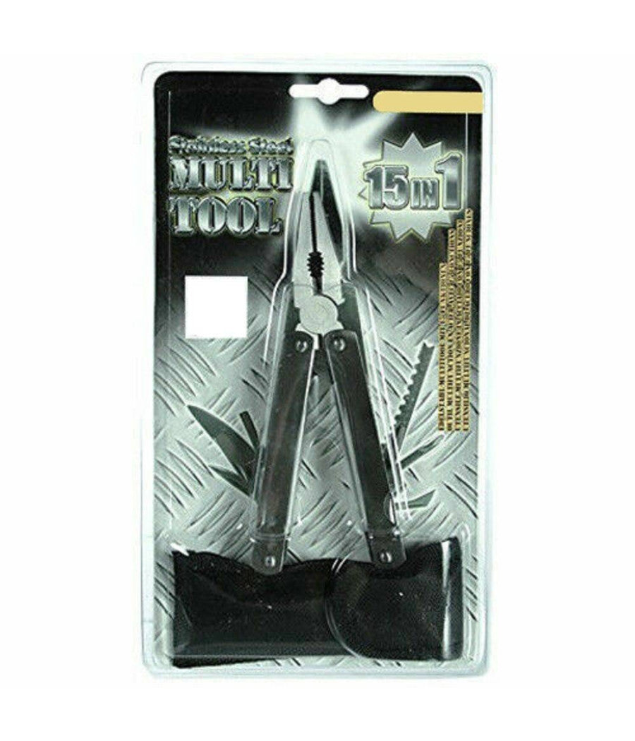 Pinza Tascabile Multifunzione Con 15 Funzioni In Acciaio Con Astuccio Utensile         