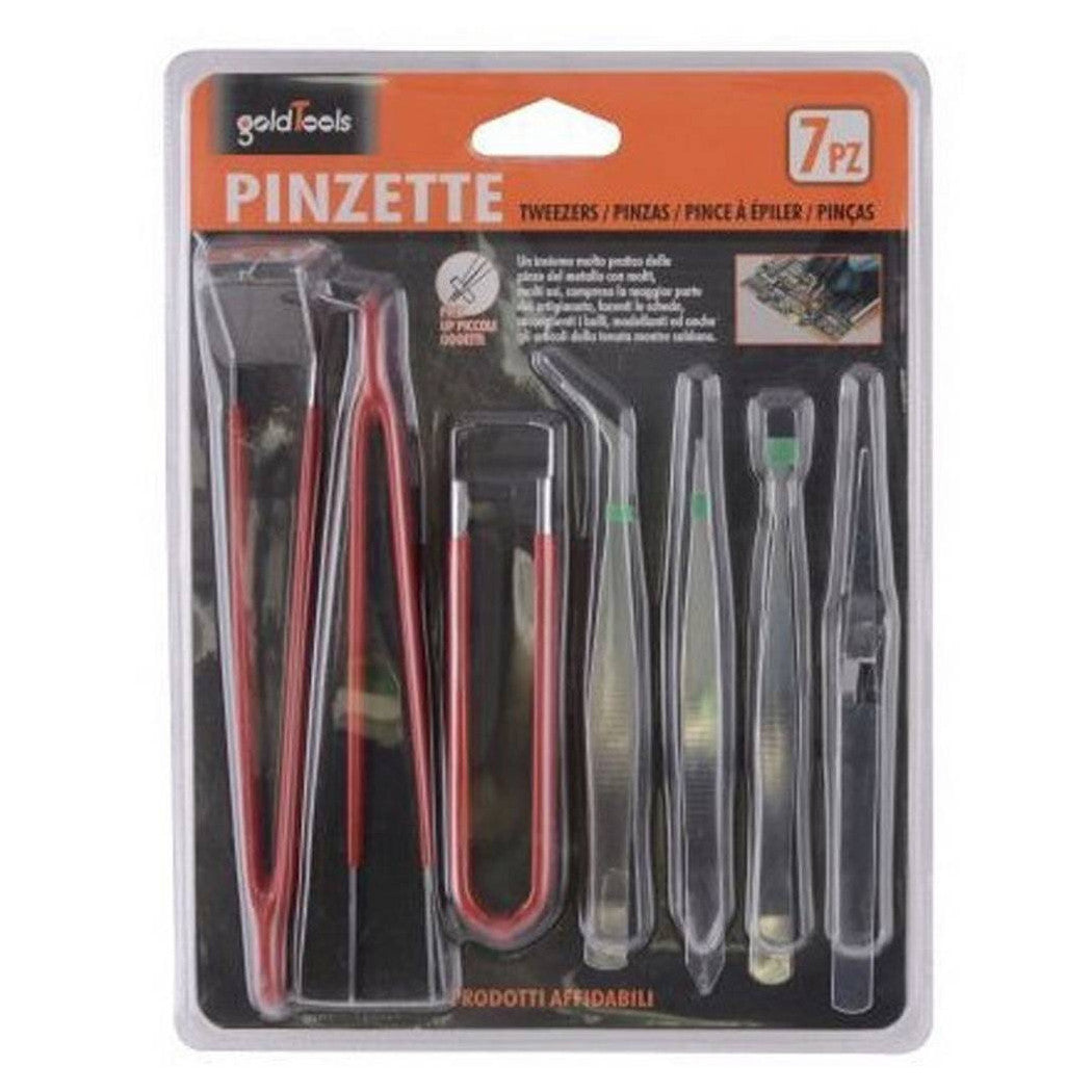 Trade Shop - Pinzette In Acciaio Pinze Industriali Di Precisione Modellismo Elettronica 7 Pz -