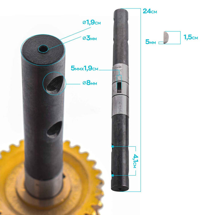 Asse cambio per motozappa 52cc completo di ingranaggio a ruota dentata ricambio compatibile asse attacco zappe per motozappa 52cc