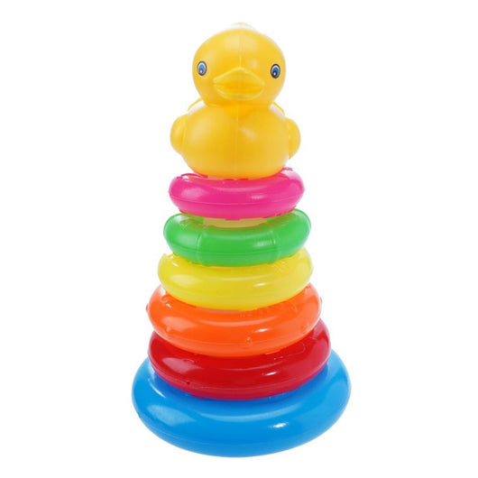 Trade Shop - Piramide Anatra Con Anelli Cerchi Impilabili Multicolore Gioco Per Bambini 11x20cm 258246 -