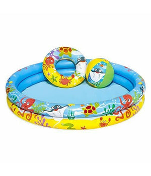 Trade Shop - Piscina 2 Anelli Per Bambini Barriera Corallina 122x20cm Palla Salvagente 51124 -