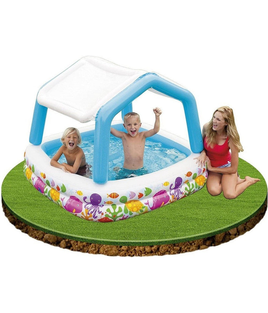 Piscina Acquario Parasole Rimovibile Multicolore Gonfiabile 157x157x122cm 57470         