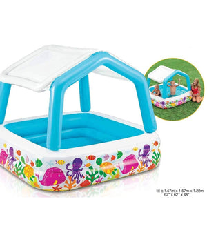 Piscina Acquario Parasole Rimovibile Multicolore Gonfiabile 157x157x122cm 57470         