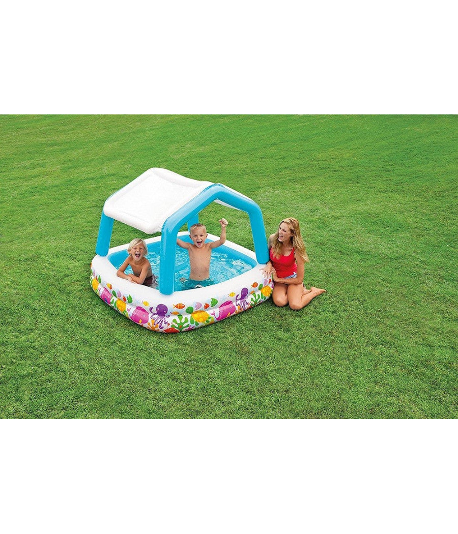 Piscina Acquario Parasole Rimovibile Multicolore Gonfiabile 157x157x122cm 57470         