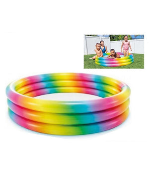 Piscina Arcobaleno 168x38cm Grande 3 Anelli Gonfiabile Multicolore Giardino 58449         
