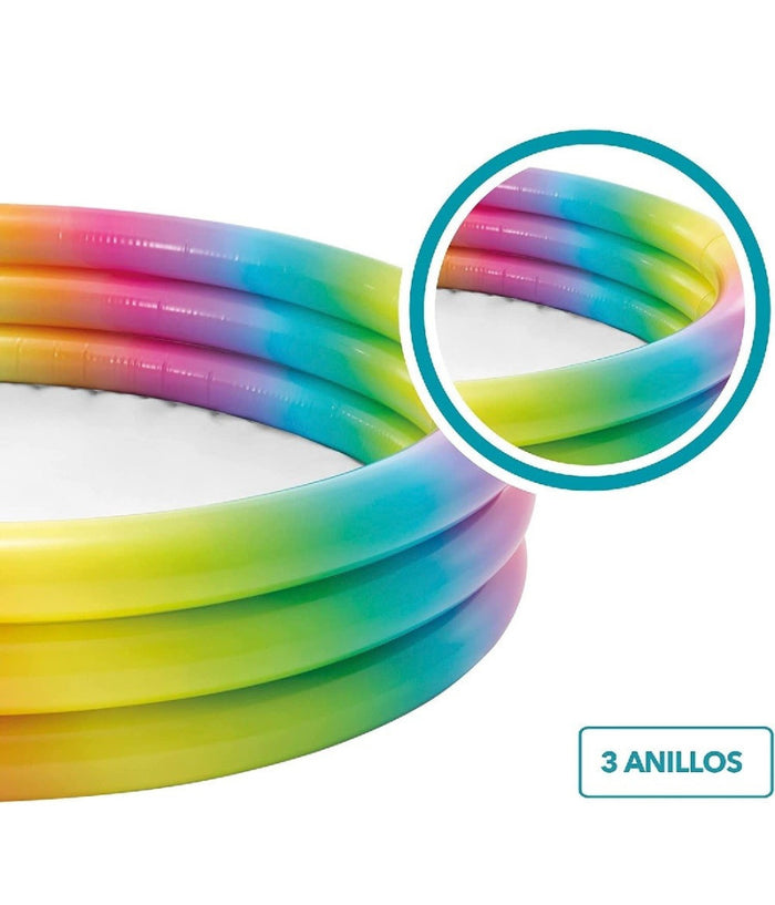 Piscina Arcobaleno 3 Anelli Gonfiabile Geometria Multicolor 147x33cm 288lt 58439         