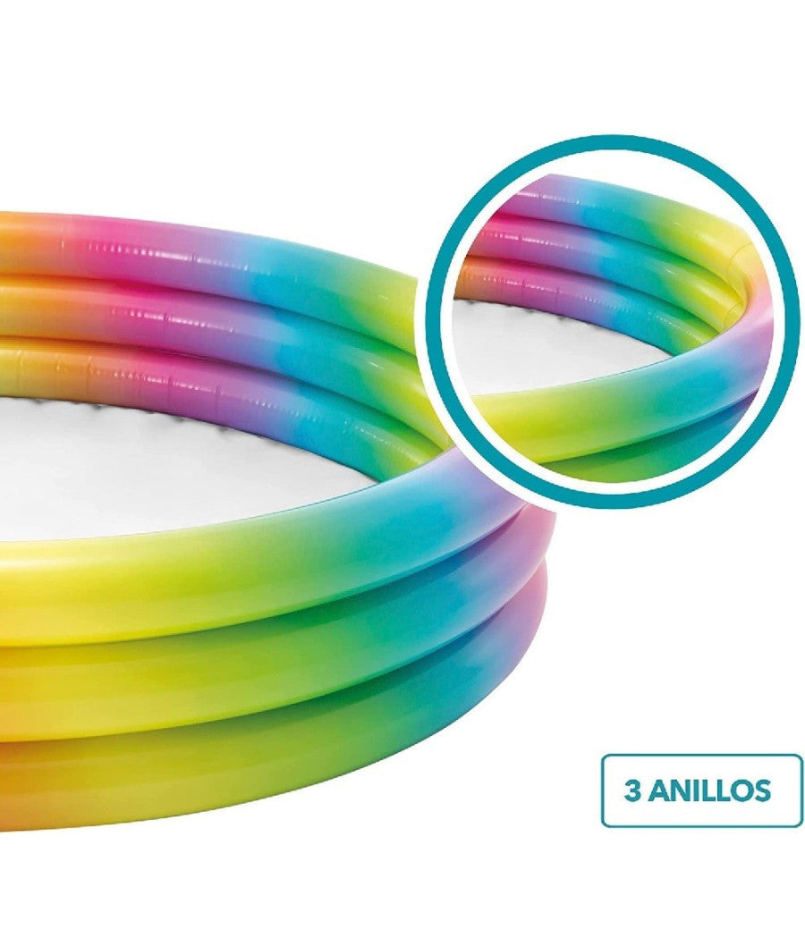 Piscina Arcobaleno 3 Anelli Gonfiabile Geometria Multicolor 147x33cm 288lt 58439         