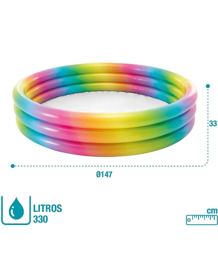 Piscina Arcobaleno 3 Anelli Gonfiabile Geometria Multicolor 147x33cm 288lt 58439         