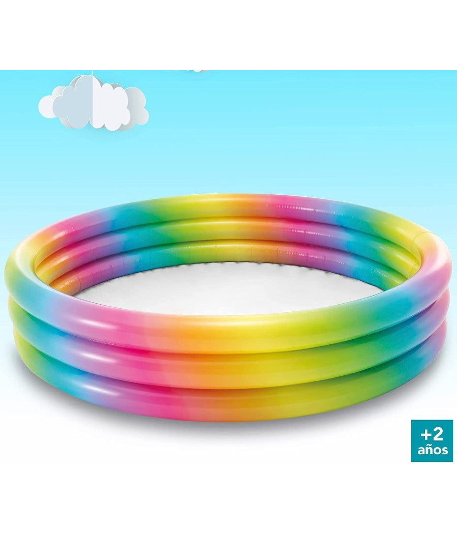 Piscina Arcobaleno 3 Anelli Gonfiabile Geometria Multicolor 147x33cm 288lt 58439         