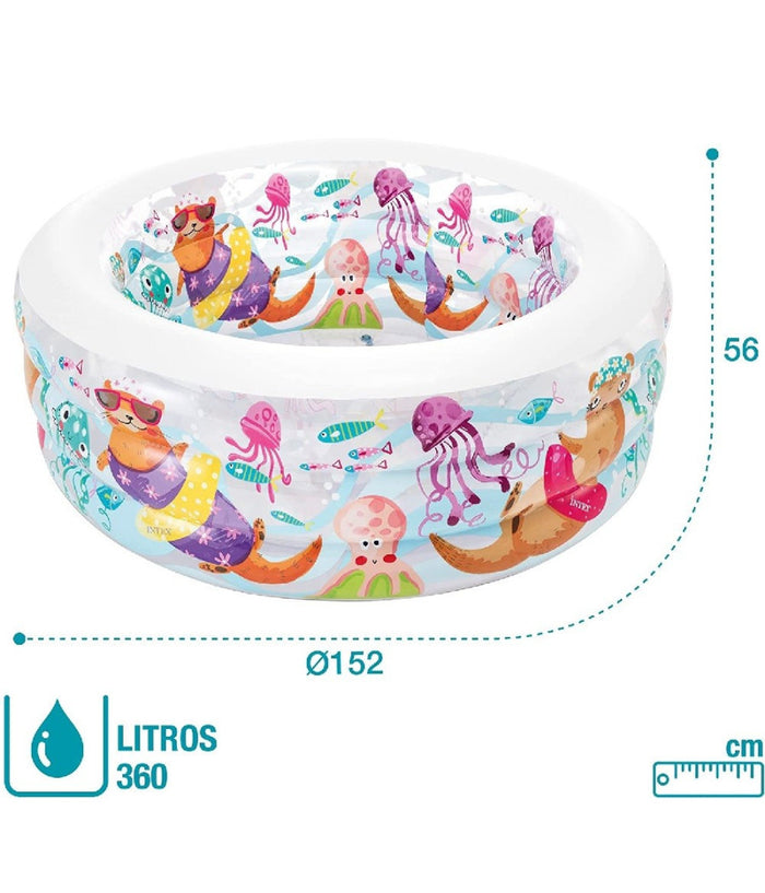 Piscina Baby Aquarium Gonfiabile Multicolore 152 X 56cm Per Bambini Estate 58480         