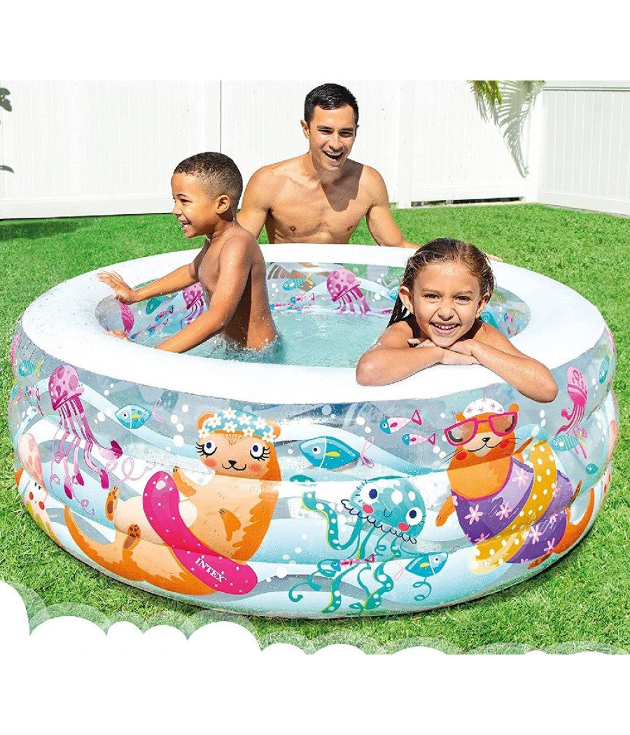 Piscina Baby Aquarium Gonfiabile Multicolore 152 X 56cm Per Bambini Estate 58480         