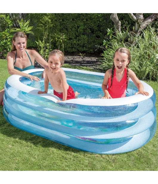 Piscina Baby Ovale 3 Anelli Trasparente 163 X 107 X 46 Cm Pesci Sul Fondo 57482         