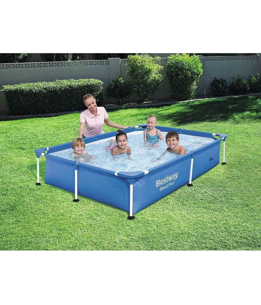 Piscina Con Bordi Rettangolare 1200 Lt Fuori Terra Steel Pro 221x150x43cm 56401         