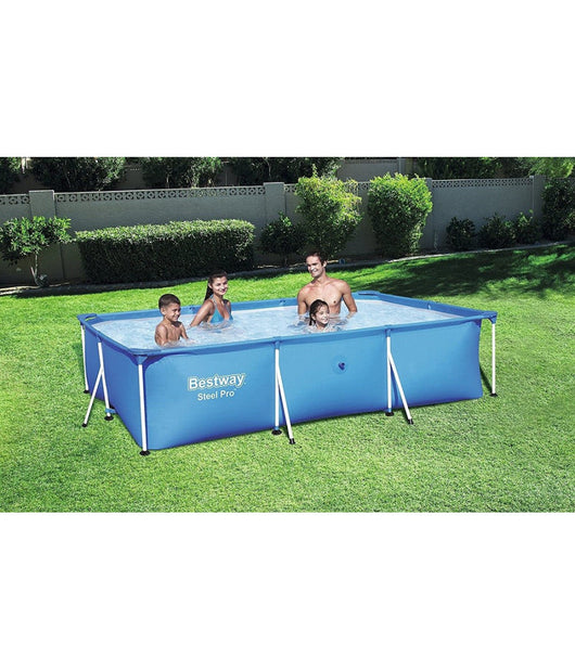 Trade Shop - Piscina Con Bordi Rettangolare 3300lt Fuori Terra Steel Pro 300x201x66 Cm 56404 -        