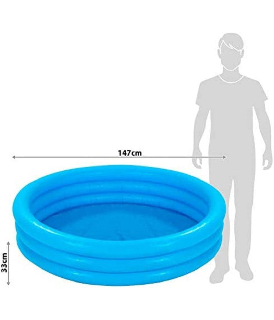 Piscina Crystal Blu A 3 Anelli Gonfiabili 147 X 33 Cm 330lt Bambini Estate 58426         
