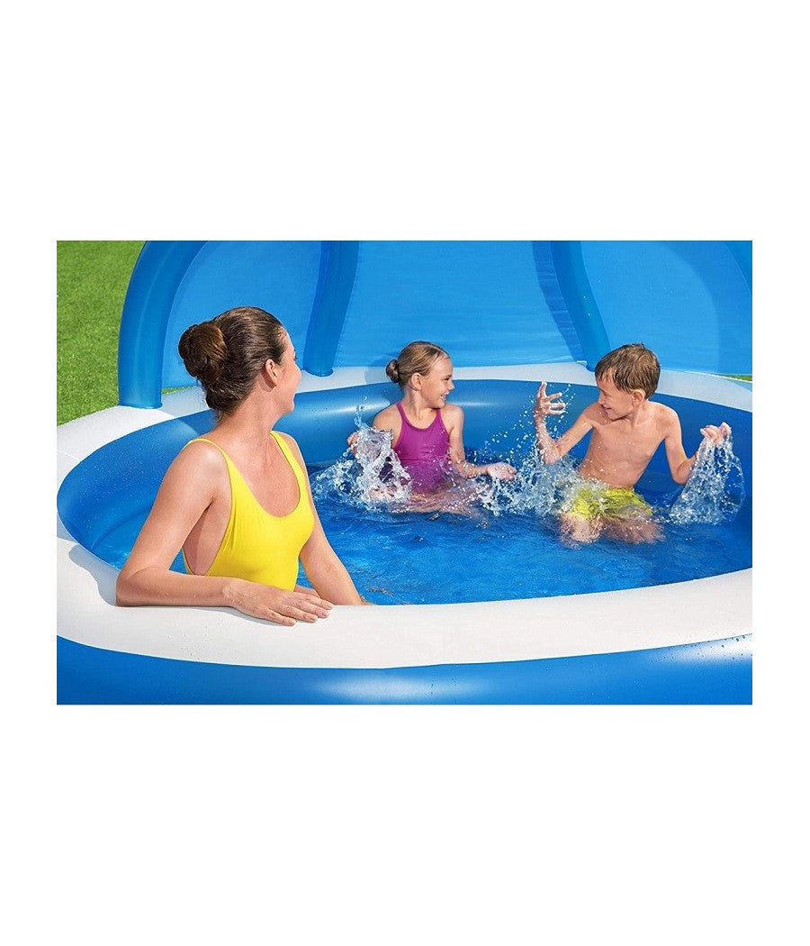 Piscina Familiare 241x241x140 Cm Gonfiabile Rotonda Con Tettuccio Seduta 54337         