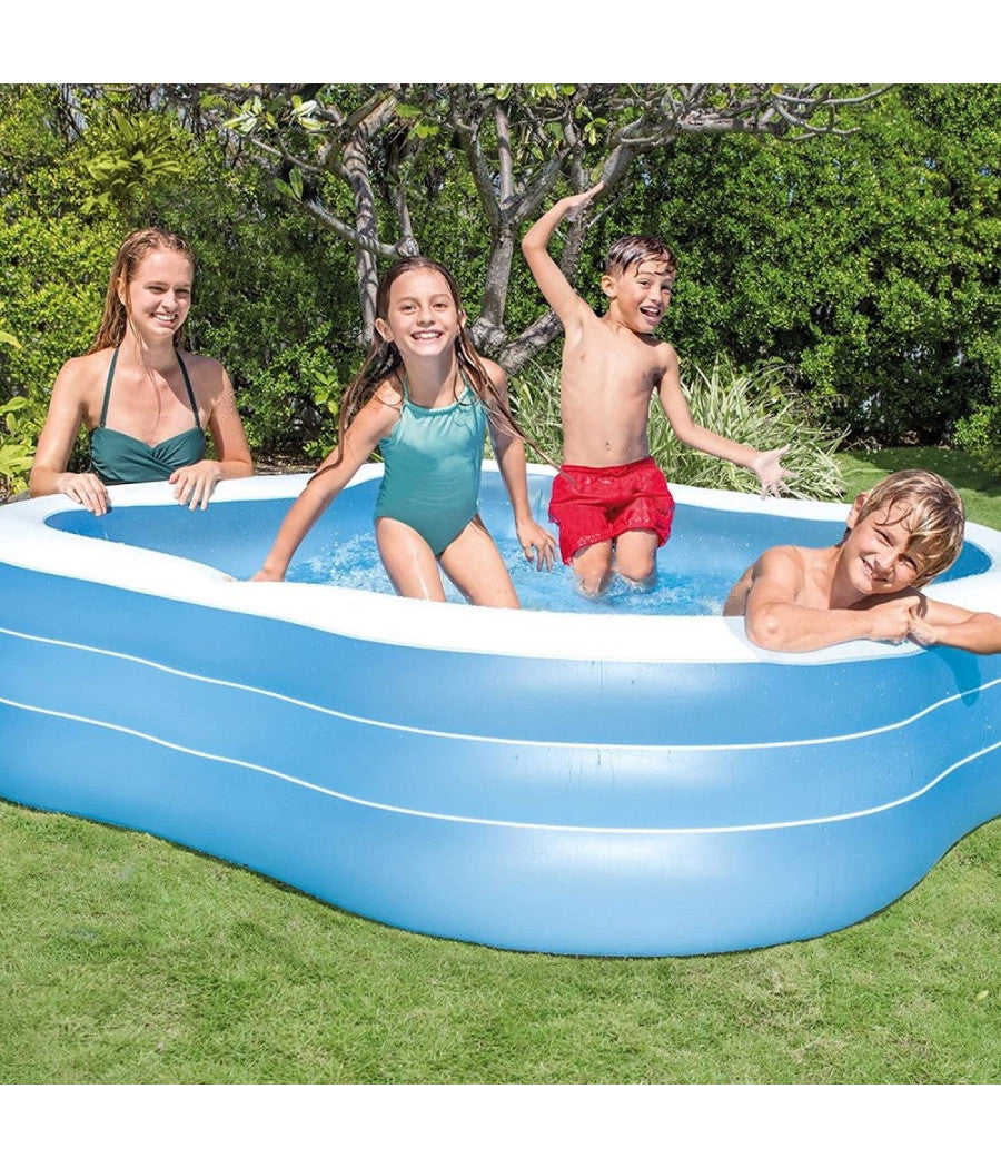 Piscina Family Quadrata Gonfiabile A Tre Anelli 229 X 229 X 56 Cm Giardino 57495         
