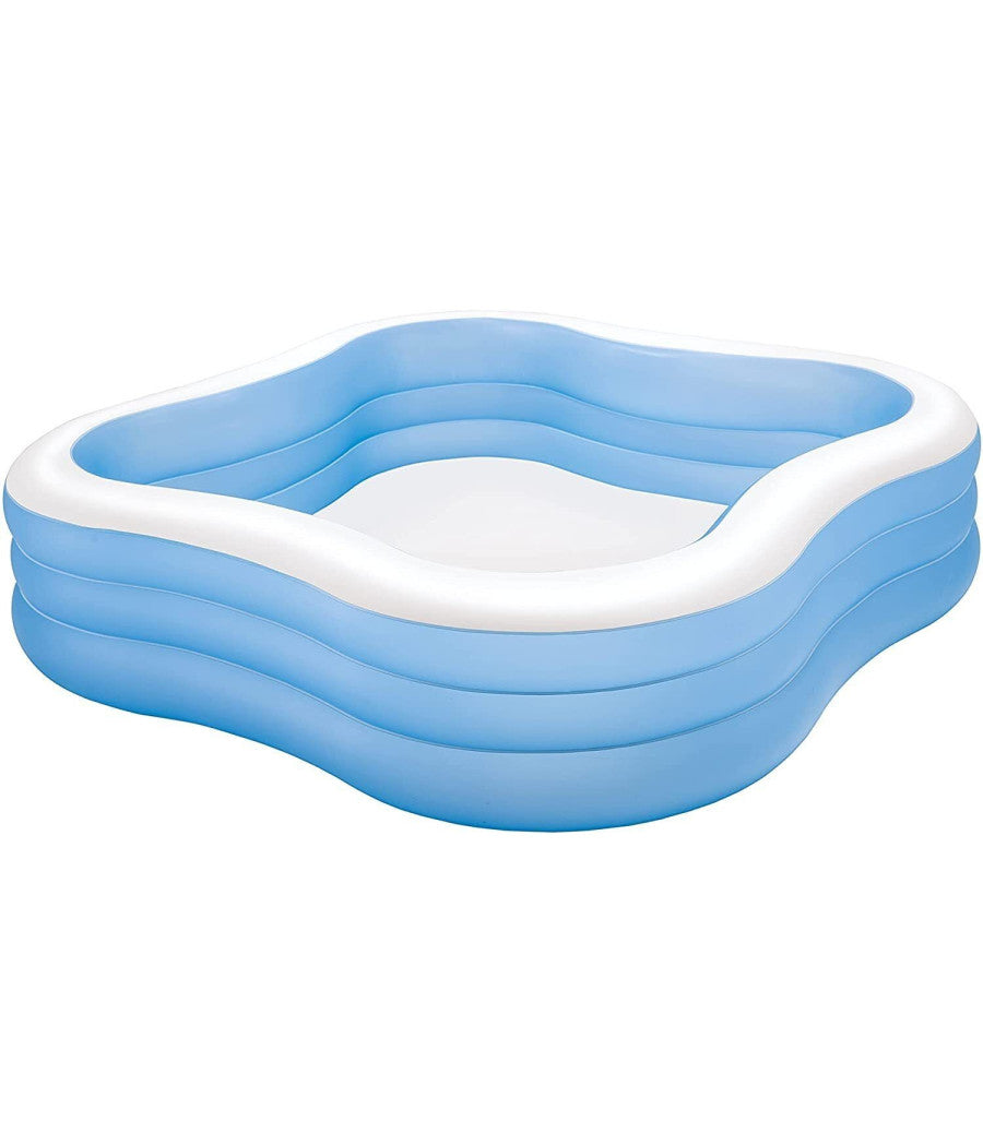 Piscina Family Quadrata Gonfiabile A Tre Anelli 229 X 229 X 56 Cm Giardino 57495         