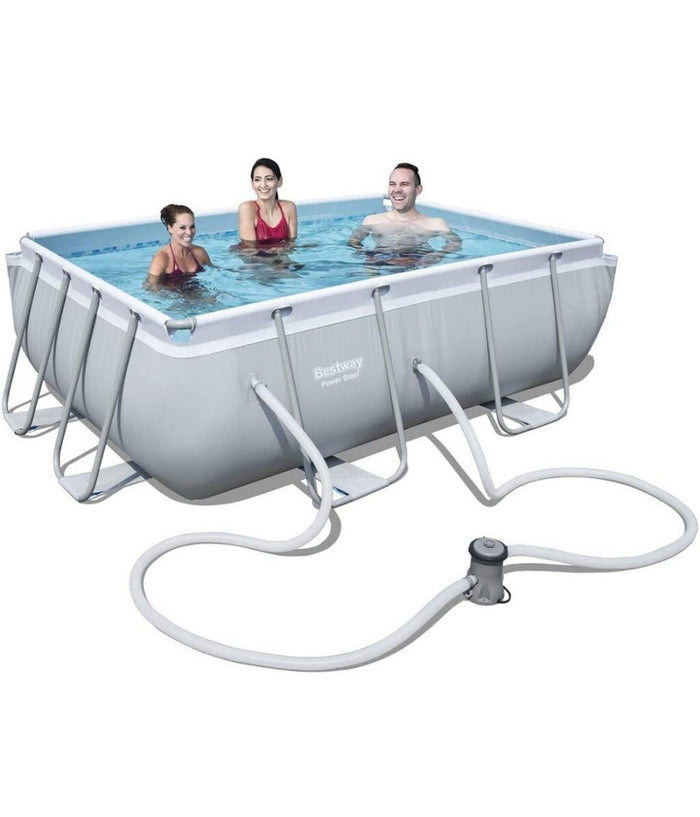 Piscina Fuori Terra Rettangolare Power Steel 282x196x84cm Pompa Filtraggio 56629         